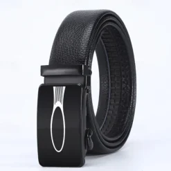 Outlet OUKU Men's Faux Leather Belt Tactical Belt PU Belt Automatic Buckle Belt Black 1# Black 2# Iron(nickel plated) Plain Daily Wear Going out Weekend