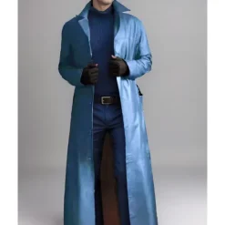 Online OUKU Men's Faux Leather Jacket Transition Jacket Trench Coat Long Trench Coat Vacation Daily Fall & Winter PU Leather Thermal Warm Windproof Outerwear Clothing Apparel Fashion Classic Plain Pocket Lapel