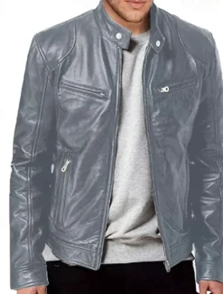 Outlet OUKU Men's Faux Leather Jacket Transition Jacket Biker Jacket Motorcycle Jacket Daily Thermal Warm Rain Waterproof Fall & Winter Solid Colored Stand Collar Regular Regular Fit Silver Black White Yellow