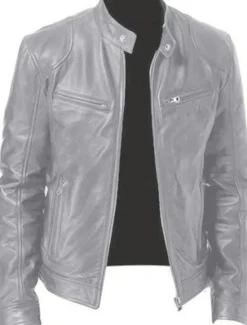 Outlet OUKU Men's Faux Leather Jacket Transition Jacket Biker Jacket Motorcycle Jacket Daily Thermal Warm Rain Waterproof Fall & Winter Solid Colored Stand Collar Regular Regular Fit Silver Black White Yellow