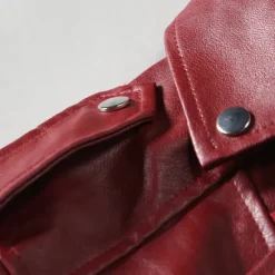 Hot OUKU Men's Faux Leather Jacket Biker Jacket Red Leather Jacket Athleisure Daily Wear Buckle All Seasons Solid / Plain Color Punk Fashion Casual Lapel Regular Faux Leather Black Red Jacket