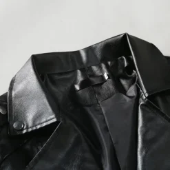 Hot OUKU Men's Faux Leather Jacket Biker Jacket Red Leather Jacket Athleisure Daily Wear Buckle All Seasons Solid / Plain Color Punk Fashion Casual Lapel Regular Faux Leather Black Red Jacket