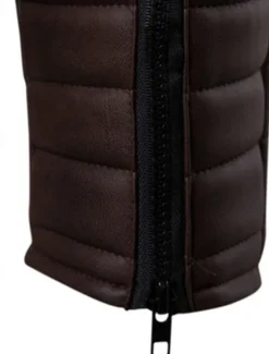 Outlet OUKU Men's Faux Leather Jacket Transition Jacket Biker Jacket Motorcycle Jacket Vacation Daily Windproof Warm Pocket Fall & Winter Plain Fashion Classic Lapel Regular Faux Leather Black Red Coffee Jacket