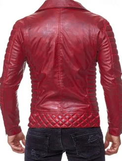 Outlet OUKU Men's Faux Leather Jacket Transition Jacket Biker Jacket Motorcycle Jacket Vacation Daily Windproof Warm Pocket Fall & Winter Plain Fashion Classic Lapel Regular Faux Leather Black Red Coffee Jacket