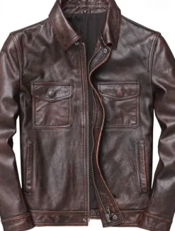 Best OUKU Men's Faux Leather Jacket Transition Jacket Biker Jacket Motorcycle Jacket Vacation Daily Windproof Warm Pocket Fall & Winter Plain Fashion Classic Stand Collar Regular Faux Leather Black Brown Jacket