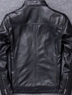Best OUKU Men's Faux Leather Jacket Transition Jacket Biker Jacket Motorcycle Jacket Vacation Daily Windproof Warm Pocket Fall & Winter Plain Fashion Classic Stand Collar Regular Faux Leather Black Brown Jacket