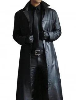Discount OUKU Men's Faux Leather Jacket Winter Coat Faux Leather Trench Coat Transition Jacket Trench Coat Business Casual Artificial Leather Windproof Outerwear Clothing Apparel Chic & Modern Single Breasted