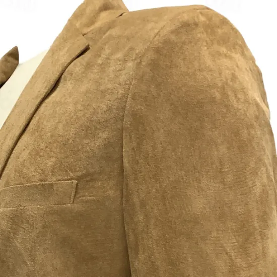 Best OUKU Men's Faux Suede Jacket Faux Suede Blazer Business Attire Company Party Fashion Casual Fall / Winter Faux Suede Plain Pocket Buttons Comfortable Single Breasted Blazer Dark Navy Brown Green khaki