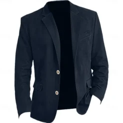 Hot OUKU Men's Faux Suede Jacket Faux Suede Blazer Business Attire Company Party Fashion Casual Fall / Winter Faux Suede Plain Pocket Buttons Comfortable Single Breasted Blazer Navy Blue Brown Green khaki
