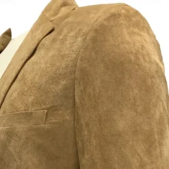 Hot OUKU Men's Faux Suede Jacket Faux Suede Blazer Business Attire Company Party Fashion Casual Fall / Winter Faux Suede Plain Pocket Buttons Comfortable Single Breasted Blazer Navy Blue Brown Green khaki