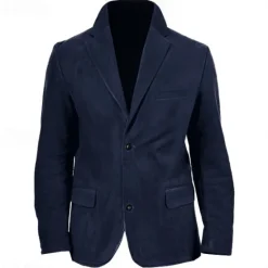 Outlet OUKU Men's Faux Suede Jacket Faux Suede Blazer Business Cocktail Party Wedding Party Fashion Casual Fall / Winter Polyester Faux Suede Plain Pocket Buttons Comfortable Single Breasted Blazer Dark Navy