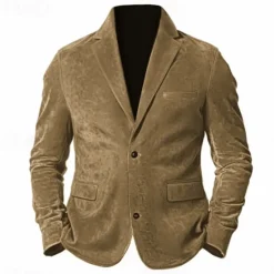 Discount OUKU Men's Faux Suede Jacket Faux Suede Blazer Business Cocktail Party Wedding Party Fashion Casual Fall / Winter Polyester Faux Suede Plain Pocket Buttons Comfortable Single Breasted Blazer Brown Green