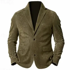 Discount OUKU Men's Faux Suede Jacket Faux Suede Blazer Business Cocktail Party Wedding Party Fashion Casual Fall / Winter Polyester Faux Suede Plain Pocket Buttons Comfortable Single Breasted Blazer Brown Green