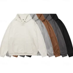 OUKU Men's Faux Suede Pullover Hoodie Sweatshirt Plain Work Sports & Outdoor Casual Streetwear Basic Casual Spring & Fall Cross-Seasons Clothing Apparel Hoodie
