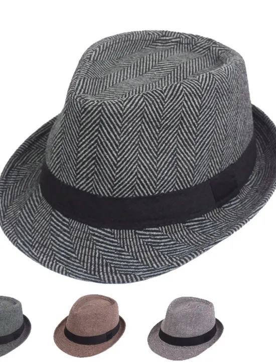 Hot OUKU Men's Fedora Hat Panama Hat khaki Light Grey Cotton Streetwear Stylish 1920s Fashion Outdoor Daily Going out Graphic Prints Sunscreen