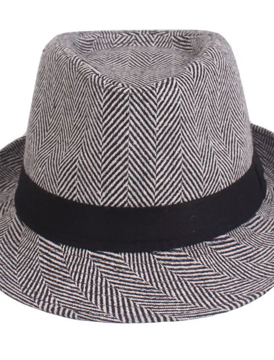 Hot OUKU Men's Fedora Hat Panama Hat khaki Light Grey Cotton Streetwear Stylish 1920s Fashion Outdoor Daily Going out Graphic Prints Sunscreen