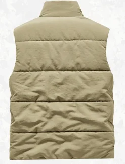 Online OUKU Men's Fishing Vest Daily Casual Spring & Fall Pocket Polyester Comfortable Solid Color Zipper Stand Collar Black Khaki Dark Blue Dark Gray Vest
