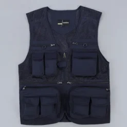 Online OUKU Men's Fishing Vest Hiking Vest Sleeveless V Neck Vest / Gilet Jacket Top Outdoor Breathable Quick Dry Multi Pockets Lightweight Polyester Army Green Khaki Dark Blue Fishing Climbing Camping / Hiking