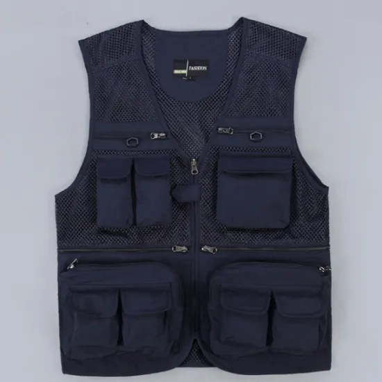 Online OUKU Men's Fishing Vest Hiking Vest Sleeveless V Neck Vest / Gilet Jacket Top Outdoor Breathable Quick Dry Multi Pockets Lightweight Polyester Army Green Khaki Dark Blue Fishing Climbing Camping / Hiking