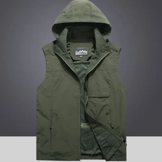 Online OUKU Men's Fishing Vest Hiking Vest Sleeveless Jacket Coat Top Outdoor Breathable Quick Dry Ultraviolet Resistant Multi Pockets Pocket Basic POLY Black Army Green Khaki Fishing Climbing Beach