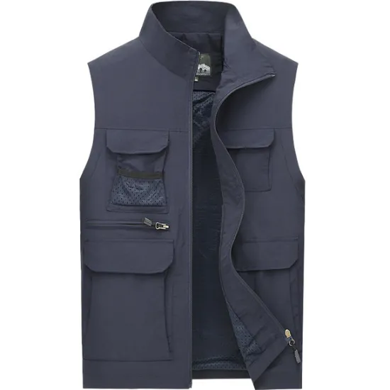 Discount OUKU Men's Fishing Vest Hiking Vest Work Vest Sleeveless Vest / Gilet Jacket Top Outdoor Breathable Quick Dry Lightweight Sweat wicking Military color Blue khaki Fishing Climbing Camping / Hiking / Caving