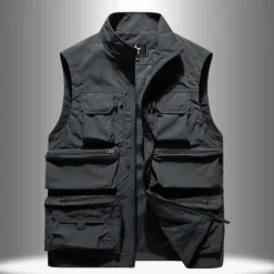 OUKU Men's Fishing Vest Hiking Vest Vest / Gilet Top Outdoor Breathable Water Resistant Quick Dry Lightweight Black Grey khaki Climbing Camping / Hiking / Caving / Military / Multi Pockets