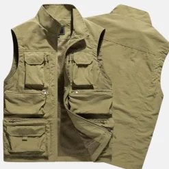 OUKU Men's Fishing Vest Hiking Vest Vest / Gilet Top Outdoor Breathable Water Resistant Quick Dry Lightweight Black Grey khaki Climbing Camping / Hiking / Caving / Military / Multi Pockets