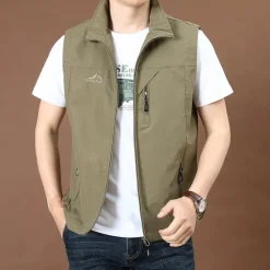 Discount OUKU Men's Fishing Vest Hiking All Seasons Nylon Waterproof Quick Dry Solid Color Black Army Green Red Royal Blue Vest