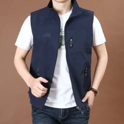 Discount OUKU Men's Fishing Vest Hiking All Seasons Nylon Waterproof Quick Dry Solid Color Black Army Green Red Royal Blue Vest