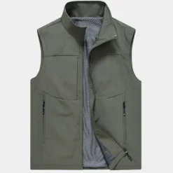 Best OUKU Men's Fishing Vest Hiking Vest Sleeveless Outerwear Top Outdoor Breathable Quick Dry Multi Pockets Lightweight Pocket Buckle Chinlon Black Cream Army Green Work Fishing Climbing