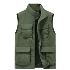Hot OUKU Men's Fishing Vest Hiking Vest Top Outdoor Breathable Quick Dry Multi Pockets Black khaki Dark Blue Fishing Climbing Camping / Hiking / Caving
