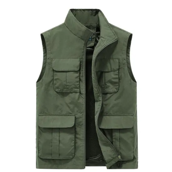Hot OUKU Men's Fishing Vest Hiking Vest Top Outdoor Breathable Quick Dry Multi Pockets Black khaki Dark Blue Fishing Climbing Camping / Hiking / Caving