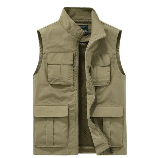 Hot OUKU Men's Fishing Vest Hiking Vest Top Outdoor Breathable Quick Dry Multi Pockets Black khaki Dark Blue Fishing Climbing Camping / Hiking / Caving