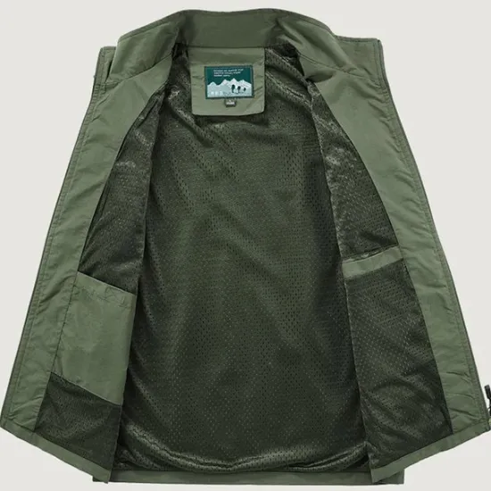 Hot OUKU Men's Fishing Vest Hiking Vest Top Outdoor Breathable Quick Dry Multi Pockets Black khaki Dark Blue Fishing Climbing Camping / Hiking / Caving