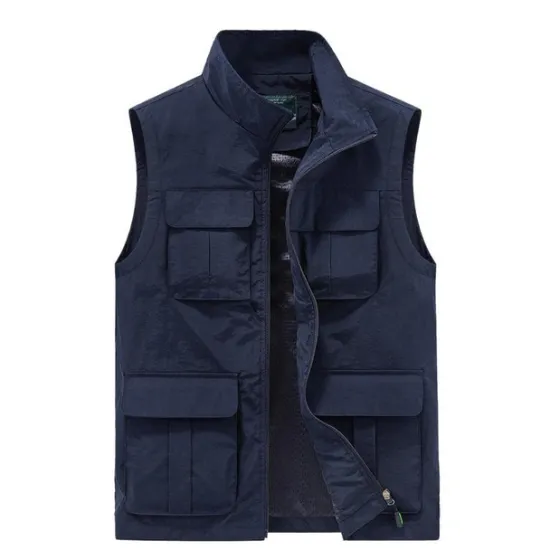 Hot OUKU Men's Fishing Vest Hiking Vest Top Outdoor Breathable Quick Dry Multi Pockets Black khaki Dark Blue Fishing Climbing Camping / Hiking / Caving