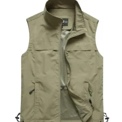 Clearance OUKU Men's Fishing Vest Hiking Vest Top Outdoor Breathable Quick Dry Multi Pockets Summer Mesh Polyester Navy Black khaki Climbing Camping / Hiking / Caving