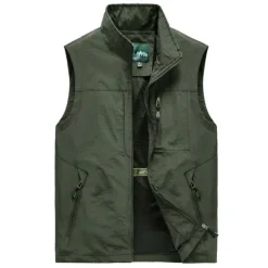 OUKU Men's Fishing Vest Hiking Vest Top Outdoor Breathable Water Resistant Quick Dry Zipper Pocket Mesh Polyester Black Grey khaki Fishing Climbing Camping / Hiking / Caving / Lightweight / Multi Pockets