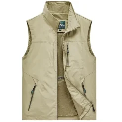 OUKU Men's Fishing Vest Hiking Vest Top Outdoor Breathable Water Resistant Quick Dry Zipper Pocket Mesh Polyester Black Grey khaki Fishing Climbing Camping / Hiking / Caving / Lightweight / Multi Pockets