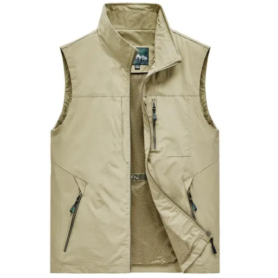 OUKU Men's Fishing Vest Hiking Vest Top Outdoor Breathable Water Resistant Quick Dry Zipper Pocket Mesh Polyester Black Grey khaki Fishing Climbing Camping / Hiking / Caving / Lightweight / Multi Pockets
