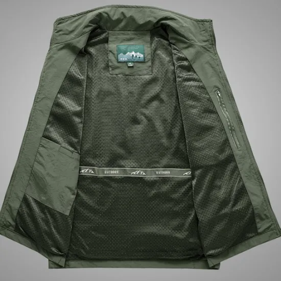 OUKU Men's Fishing Vest Hiking Vest Top Outdoor Breathable Water Resistant Quick Dry Zipper Pocket Mesh Polyester Black Grey khaki Fishing Climbing Camping / Hiking / Caving / Lightweight / Multi Pockets
