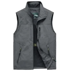 OUKU Men's Fishing Vest Hiking Vest Top Outdoor Breathable Water Resistant Quick Dry Zipper Pocket Mesh Polyester Black Grey khaki Fishing Climbing Camping / Hiking / Caving / Lightweight / Multi Pockets