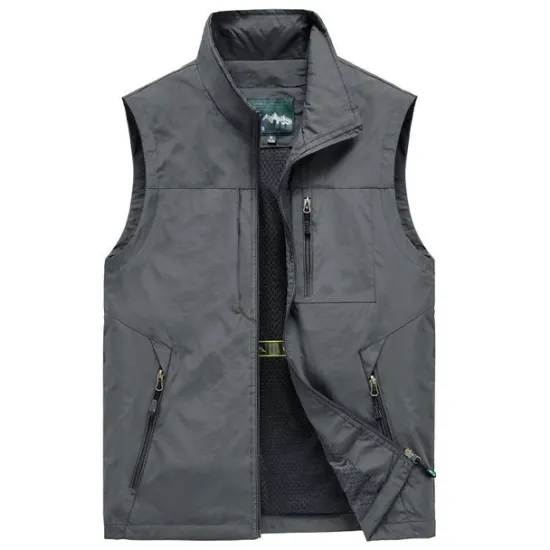 OUKU Men's Fishing Vest Hiking Vest Top Outdoor Breathable Water Resistant Quick Dry Zipper Pocket Mesh Polyester Black Grey khaki Fishing Climbing Camping / Hiking / Caving / Lightweight / Multi Pockets