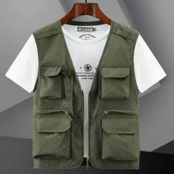 OUKU Men's Fishing Vest Hiking Vest Top Outdoor Breathable Lightweight Multi Pockets Comfortable Black Blue Grey Fishing Climbing Camping / Hiking / Caving