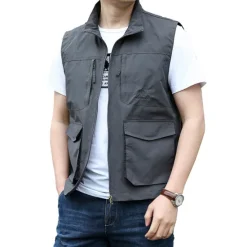 Outlet OUKU Men's Fishing Vest Hiking Vest Top Outdoor Breathable Water Resistant Zipper Pocket Multi Pockets Polyester Army Green Khaki Dark Blue Fishing Climbing