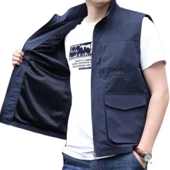 Outlet OUKU Men's Fishing Vest Hiking Vest Top Outdoor Breathable Water Resistant Zipper Pocket Multi Pockets Polyester Army Green Khaki Dark Blue Fishing Climbing