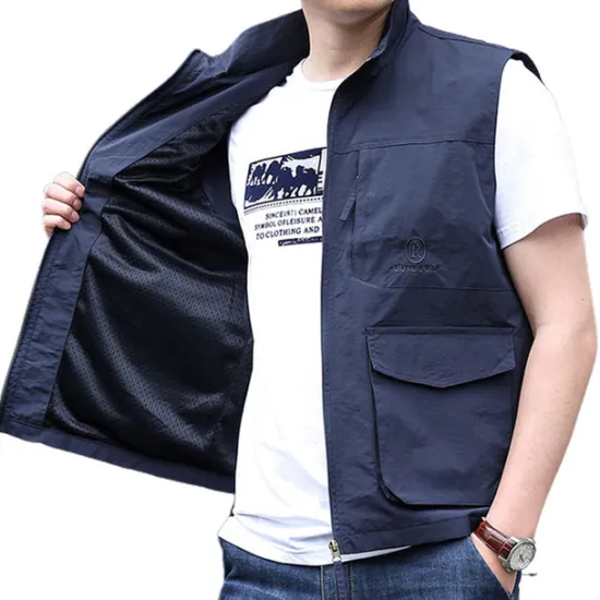 Outlet OUKU Men's Fishing Vest Hiking Vest Top Outdoor Breathable Water Resistant Zipper Pocket Multi Pockets Polyester Army Green Khaki Dark Blue Fishing Climbing