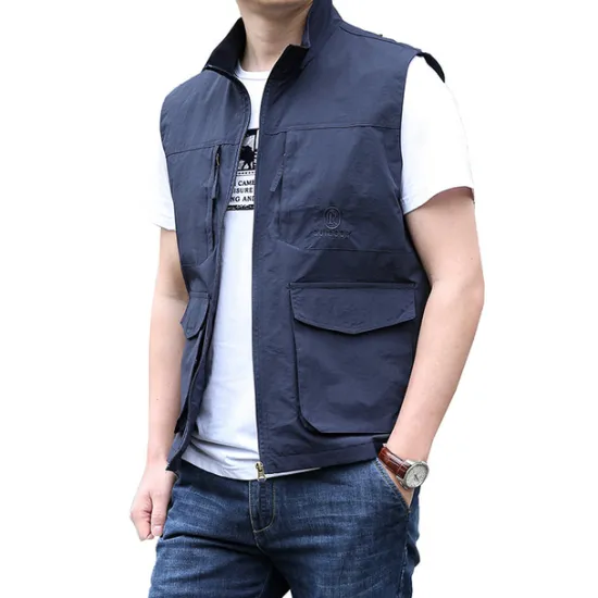 Outlet OUKU Men's Fishing Vest Hiking Vest Top Outdoor Breathable Water Resistant Zipper Pocket Multi Pockets Polyester Army Green Khaki Dark Blue Fishing Climbing