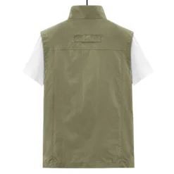 Outlet OUKU Men's Fishing Vest Hiking Vest Top Outdoor Breathable Water Resistant Zipper Pocket Multi Pockets Polyester Army Green Khaki Dark Blue Fishing Climbing