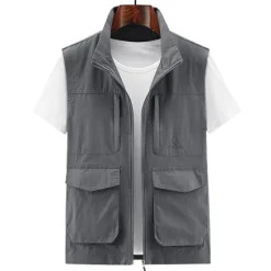 Outlet OUKU Men's Fishing Vest Hiking Vest Top Outdoor Breathable Water Resistant Zipper Pocket Multi Pockets Polyester Army Green Khaki Dark Blue Fishing Climbing