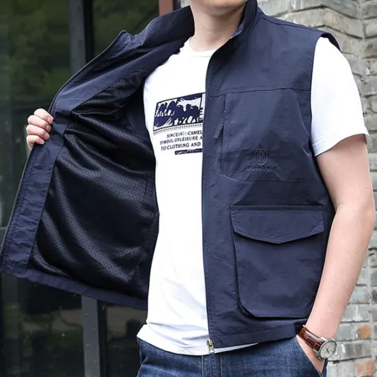 Outlet OUKU Men's Fishing Vest Hiking Vest Top Outdoor Breathable Water Resistant Zipper Pocket Multi Pockets Polyester Army Green Khaki Dark Blue Fishing Climbing